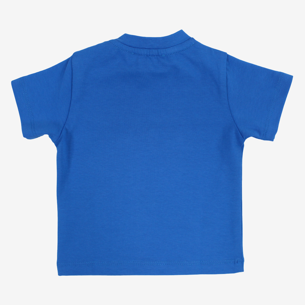 Baby Boys Cotton T-Shirt – Royal Blue with Shark Print