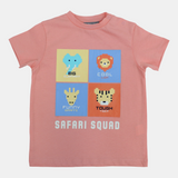 Baby Boys Cotton T-Shirt – Salmon with Animal Print