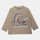 Baby Boys' Cotton Long-Sleeved T-Shirt – Beige