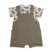 Baby Boys Cotton Outfit Set – Beige with Tiger Print
