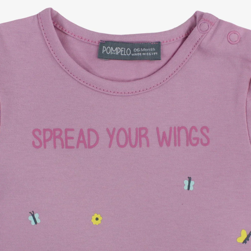 Baby Girls Cotton T-Shirt – Pink with Cute Kittens Print