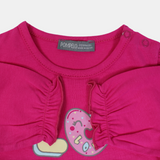 Baby Girls' Cotton Ruffled Wrist T-Shirt – Fuchsia Fun