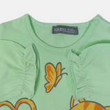 Baby Girls' Cotton Ruffled Wrist T-Shirt – Pistachio Green