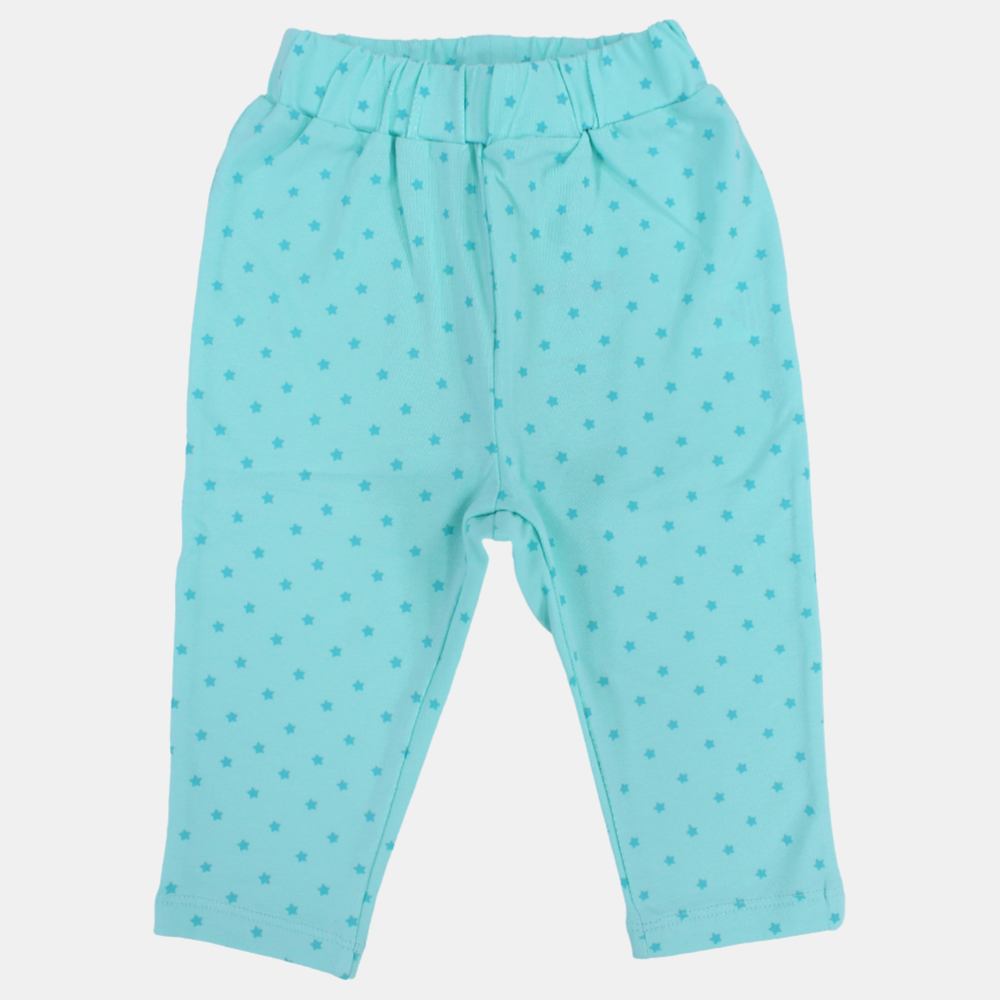 Baby Girls Cotton Leggings - Mint Green with Little Stars