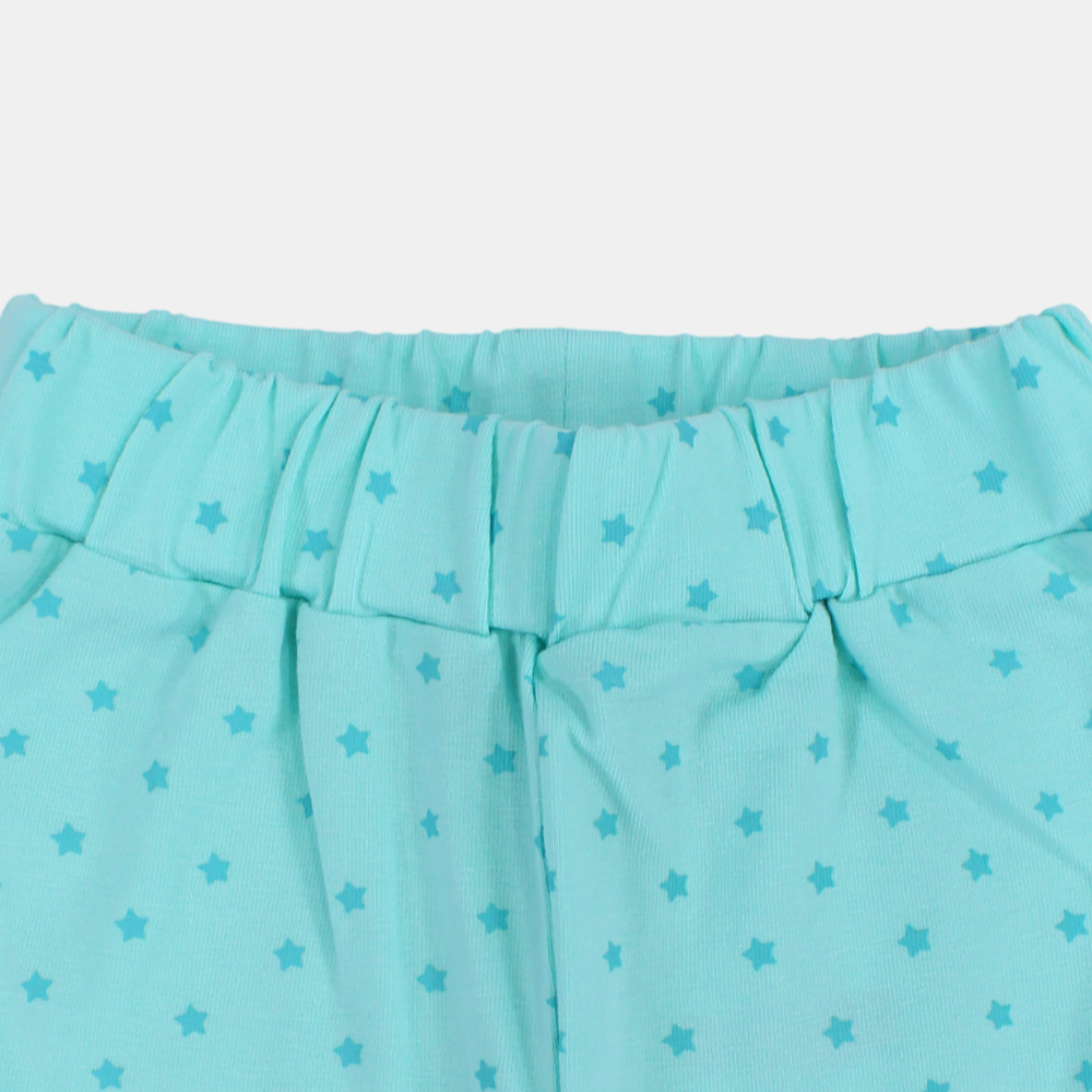 Baby Girls Cotton Leggings - Mint Green with Little Stars