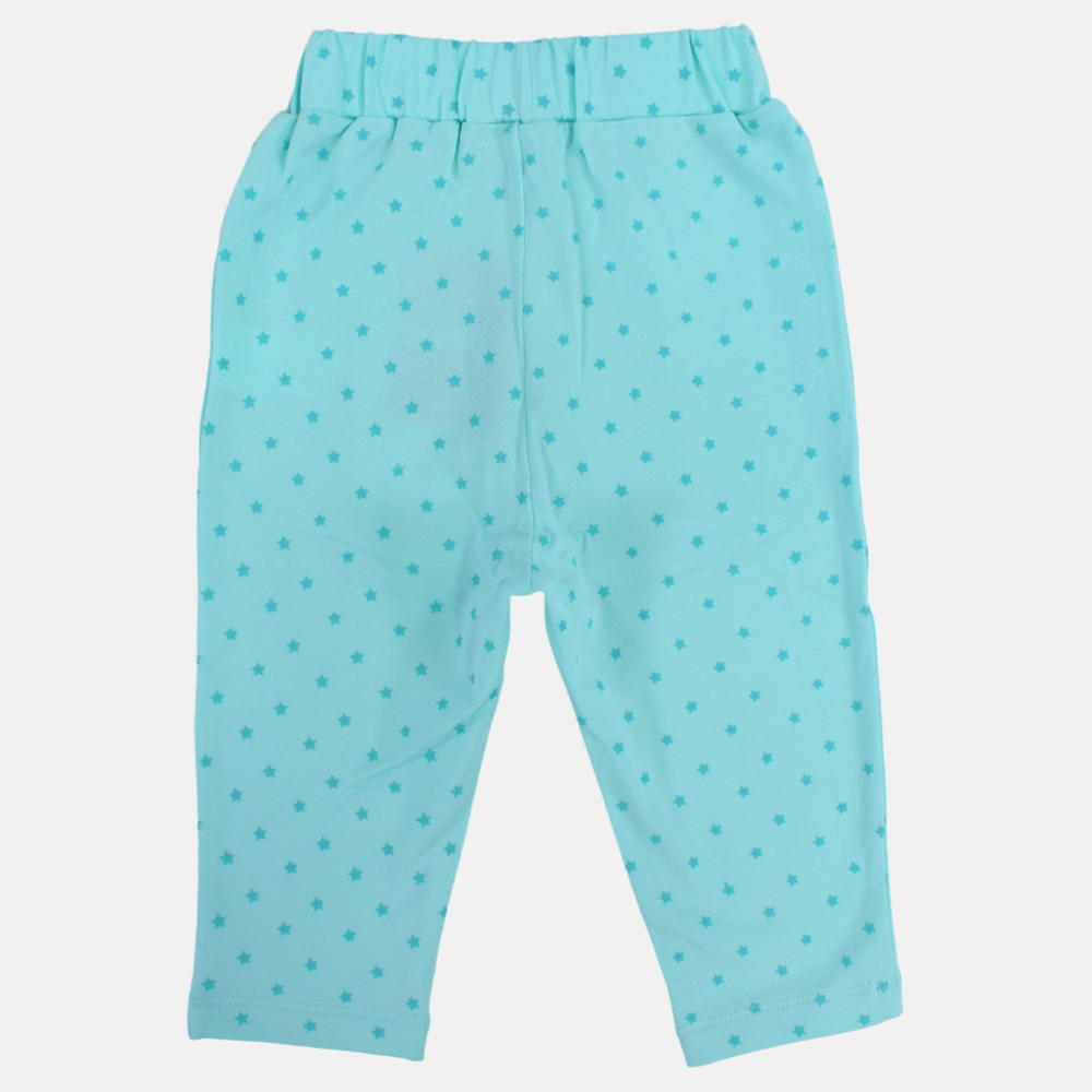 Baby Girls Cotton Leggings - Mint Green with Little Stars