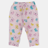 Baby Girls Cotton Leggings – Pink with Butterflies