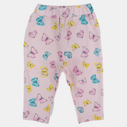 Baby Girls Cotton Leggings – Pink with Butterflies