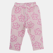 Baby Girls Cotton Leggings – Pink with Floral Print