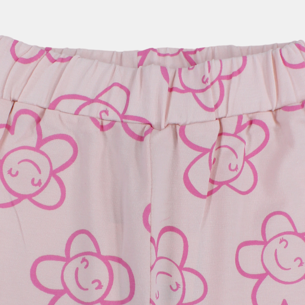 Baby Girls Cotton Leggings – Pink with Floral Print