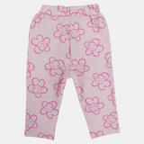 Baby Girls Cotton Leggings – Pink with Floral Print