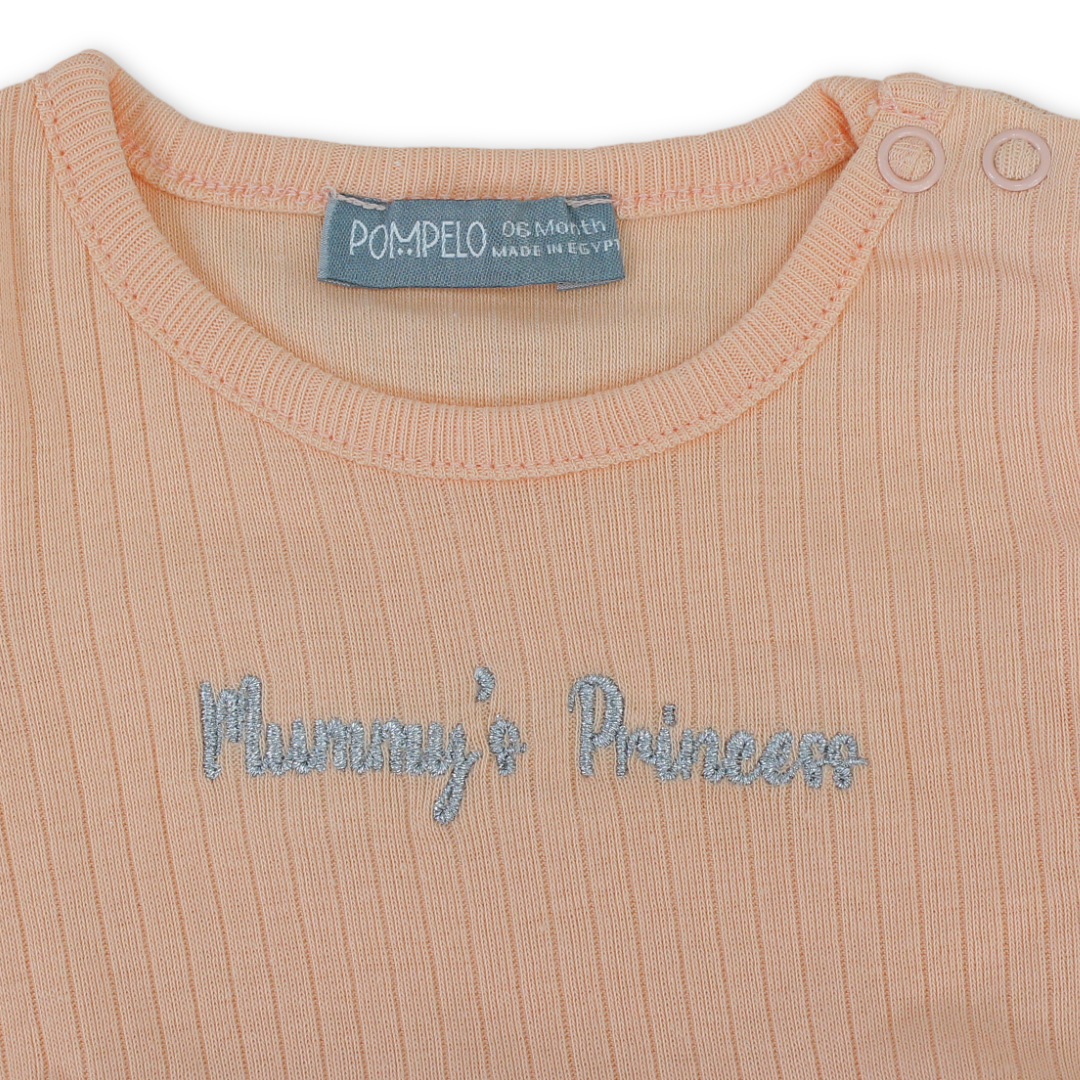 Baby Girls Cotton Dress – Salmon with "Mummy's Princess" Embroidery