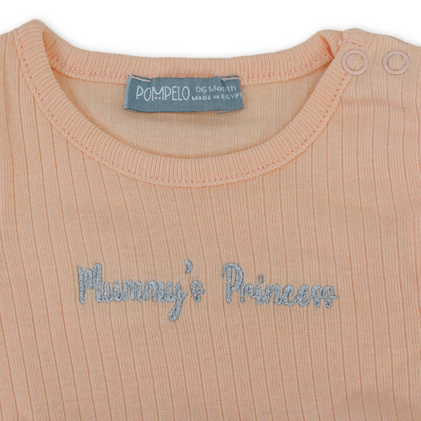 Baby Girls Cotton Dress – Salmon with "Mummy's Princess" Embroidery