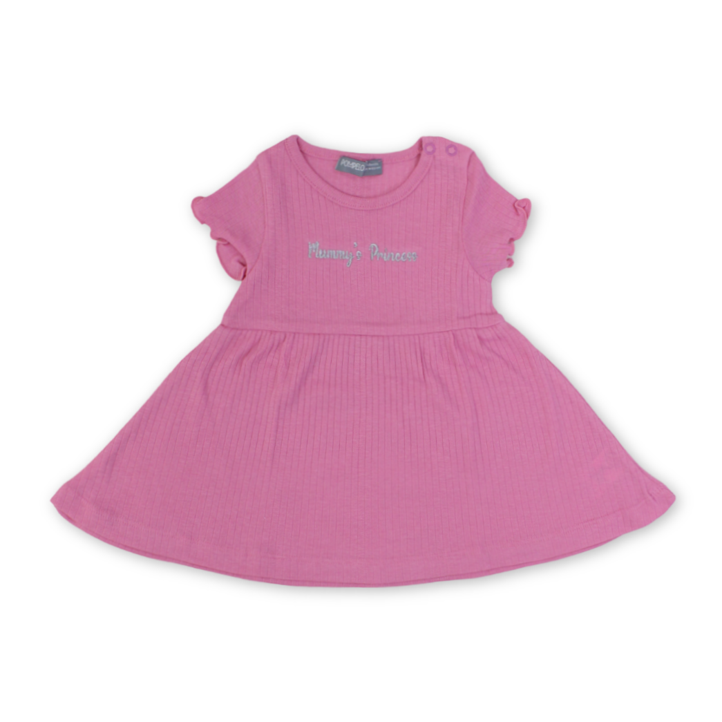 Baby Girls Cotton Dress – Fuchsia with "Mummy's Princess" Embroidery
