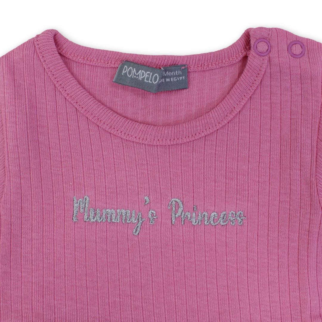 Baby Girls Cotton Dress – Fuchsia with "Mummy's Princess" Embroidery