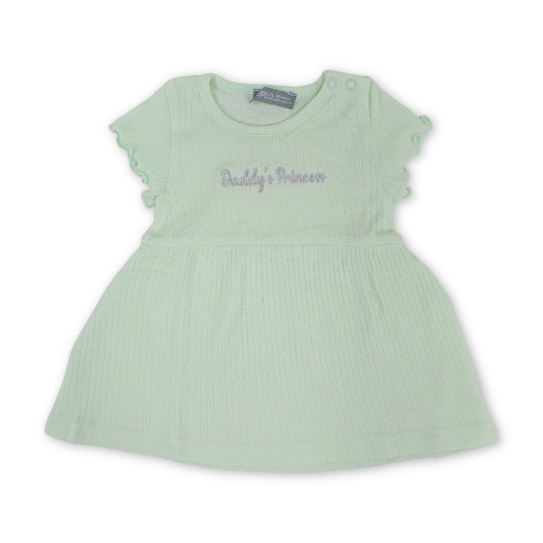 Baby Girls Cotton Dress – Mint with "Daddy's Princess" Embroidery