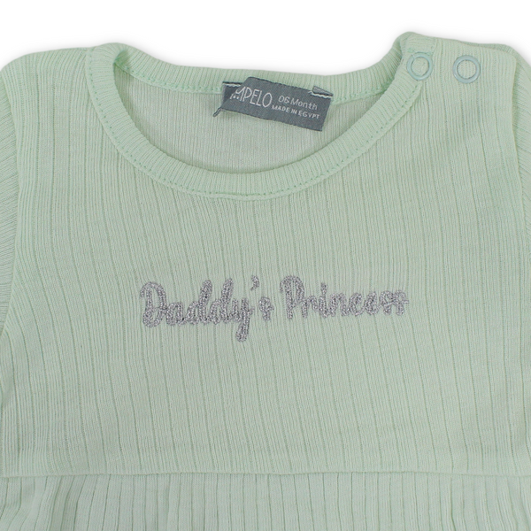 Baby Girls Cotton Dress – Mint with "Daddy's Princess" Embroidery