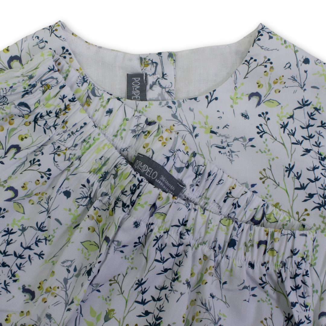 Baby Girls Outfit Set – Off-White with Floral Print