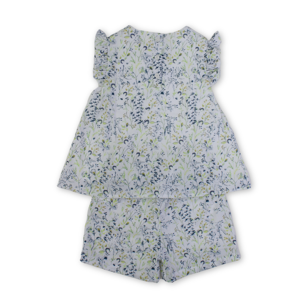 Baby Girls Outfit Set – Off-White with Floral Print