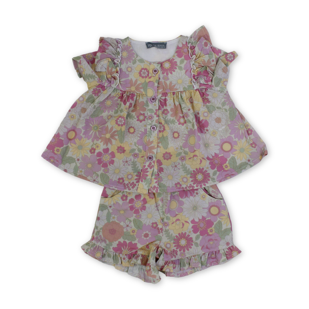 Baby Girls Cotton 2-Piece Outfit Set – Multicolor