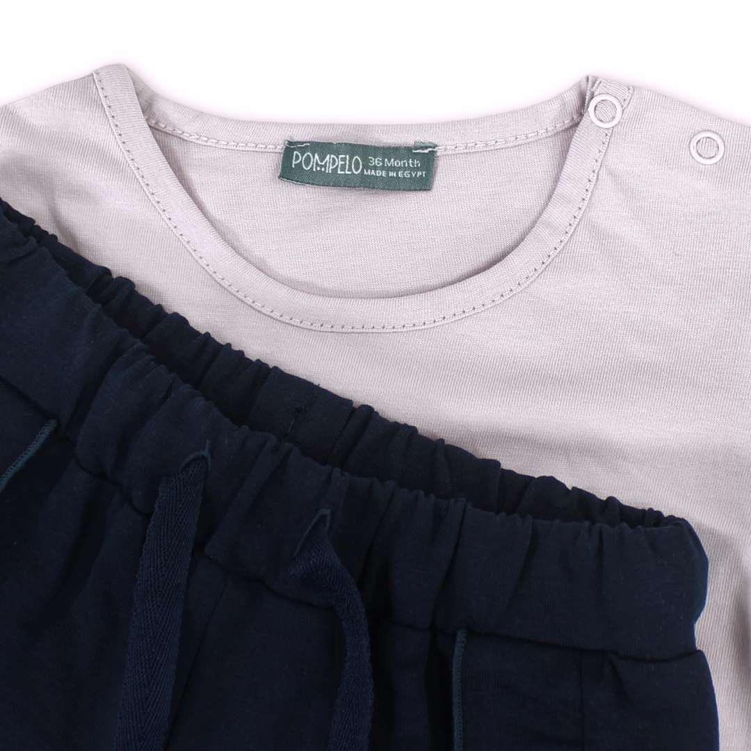 Baby Girls Cotton 2-Piece Outfit Set – Pink with Flowers Print