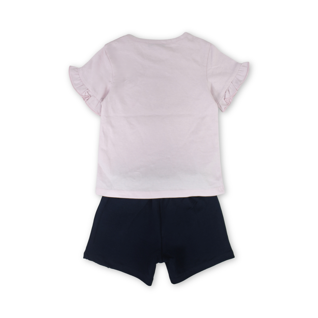 Baby Girls Cotton 2-Piece Outfit Set – Pink with Flowers Print