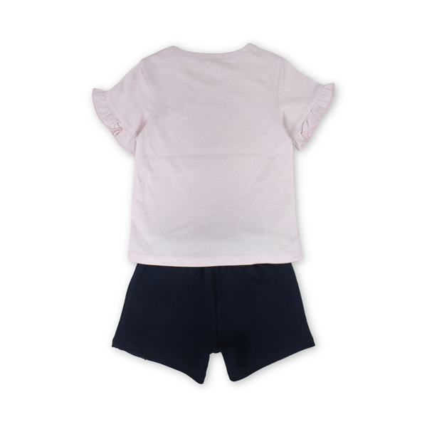 Baby Girls Cotton 2-Piece Outfit Set – Pink with Flowers Print