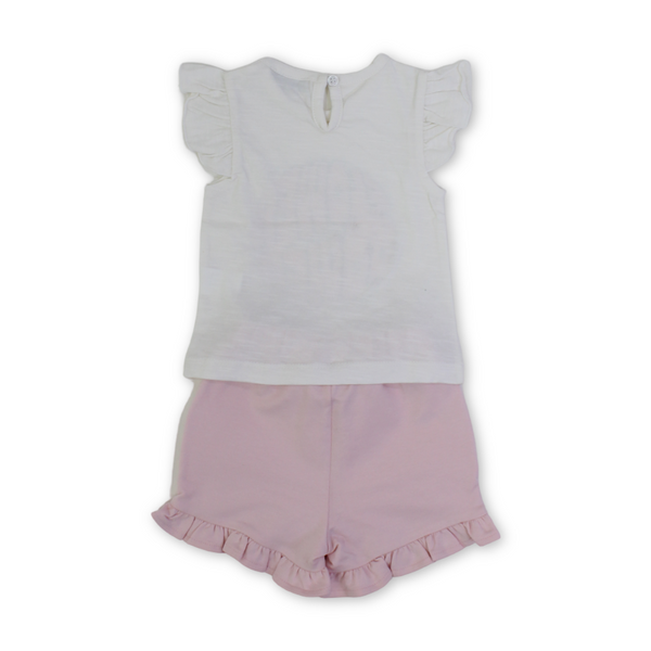 Baby Girls Outfit Set – Off-White with "Flower Power" Print