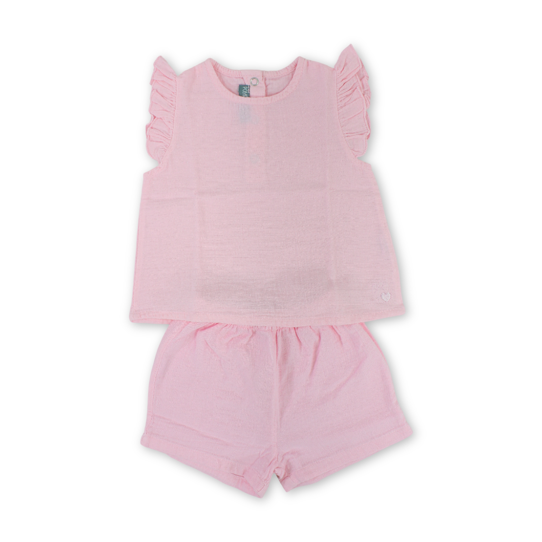 Baby Girls Cotton Outfit Set – Pink - Clothing - Pompelo