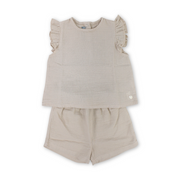 Baby Girls Cotton Outfit Set – Beige