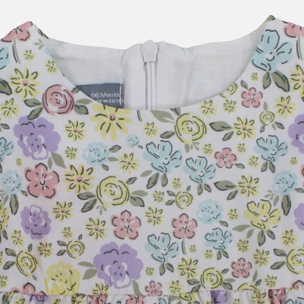Baby Girls Cotton Dress – Floral Printed