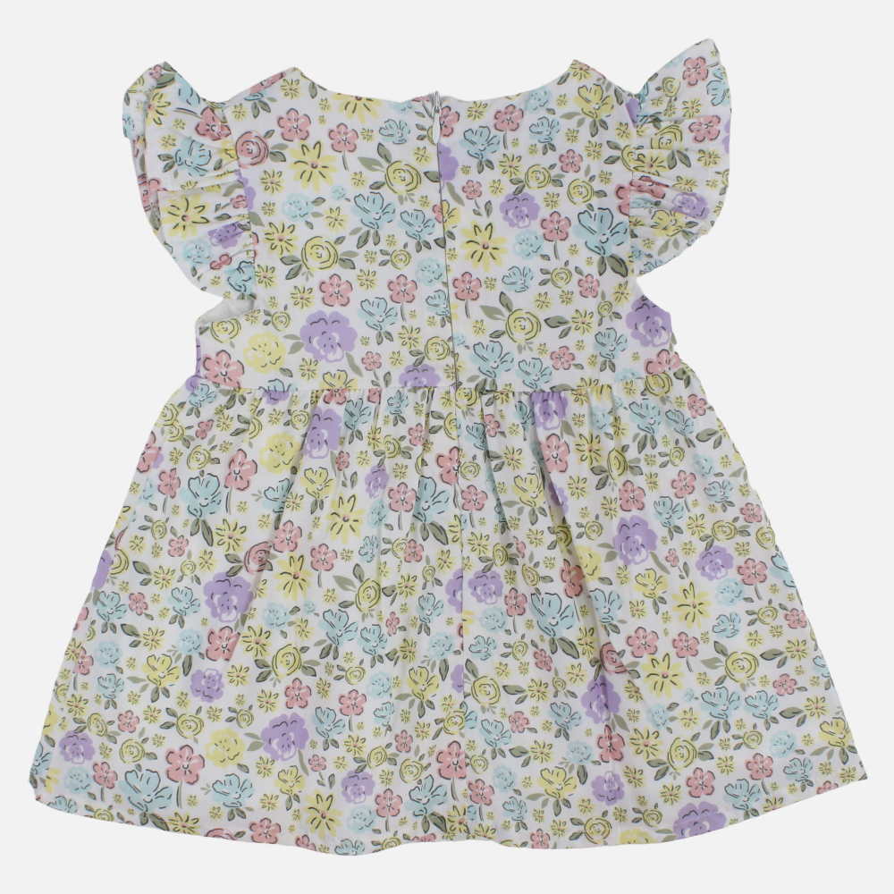Baby Girls Cotton Dress – Floral Printed