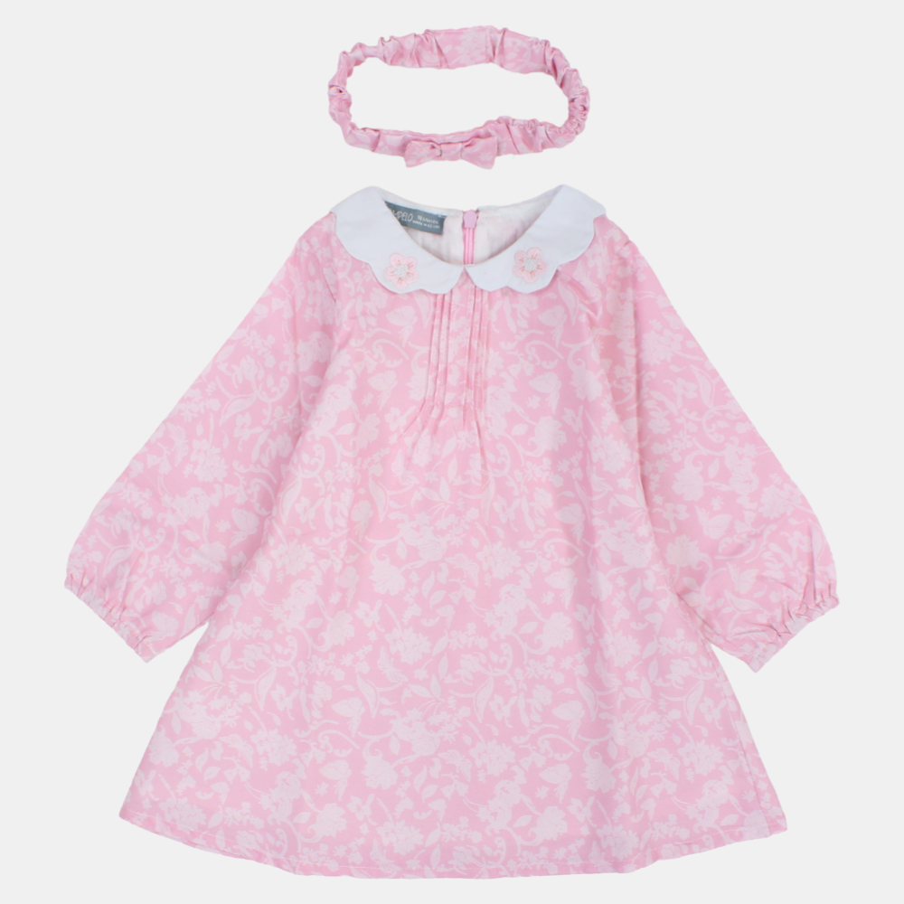 Baby Girls Long-Sleeved Dress – Pink