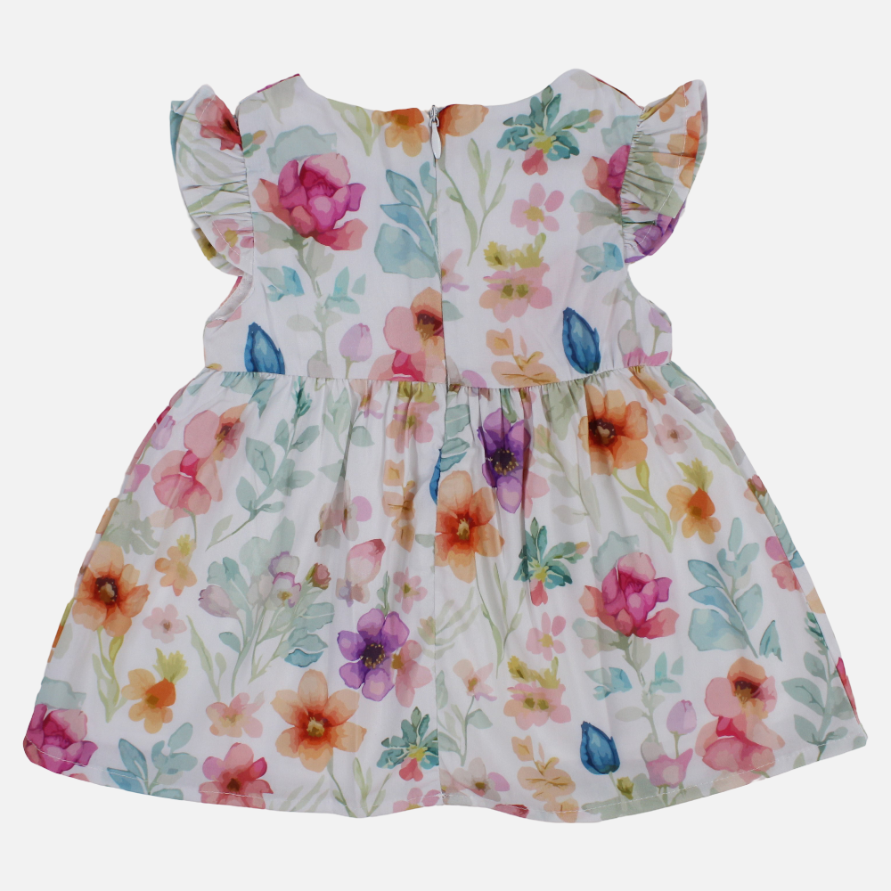 Baby Girls Cotton Dress – Flowers Print