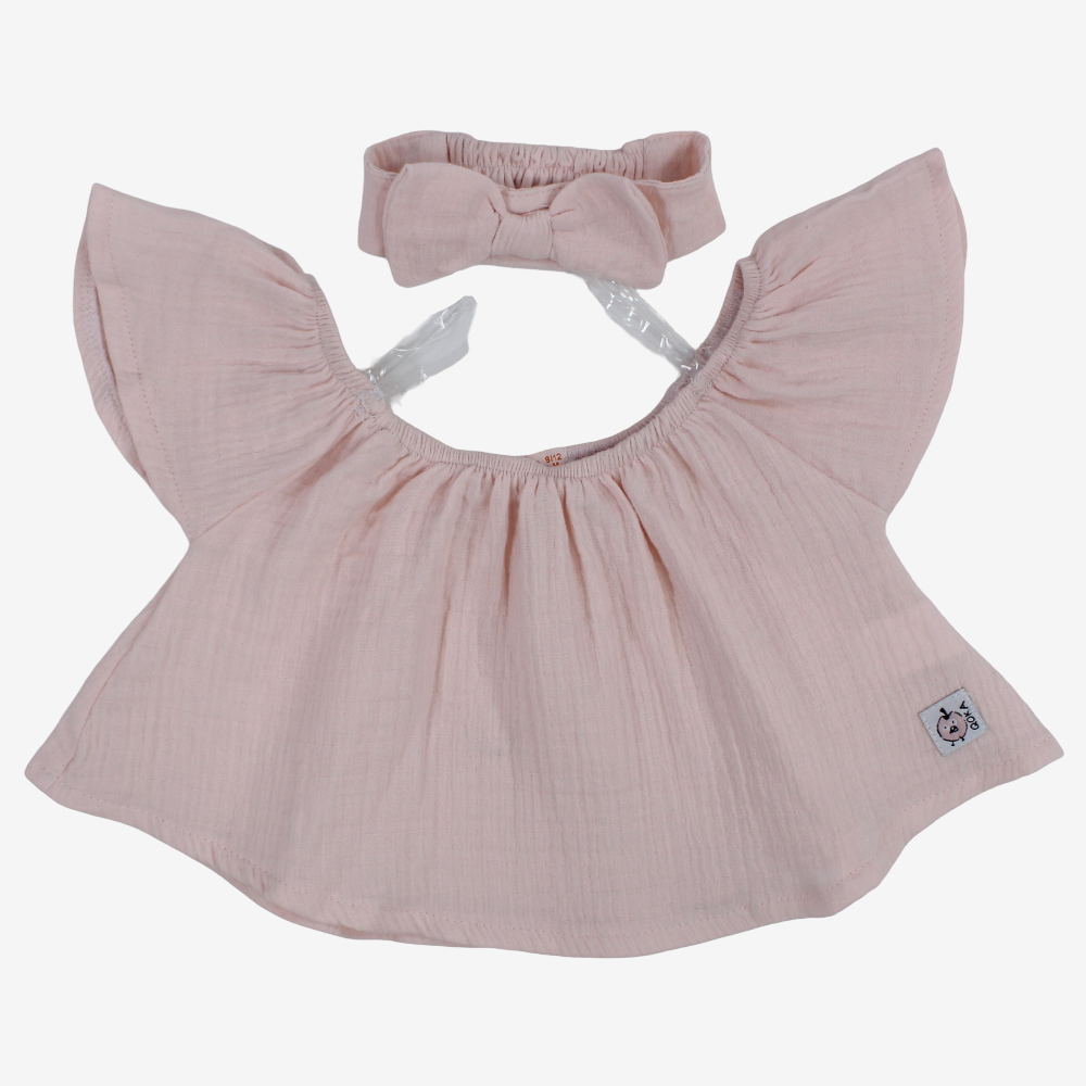 Girls Cotton Blouse - Ruffled Shoulders