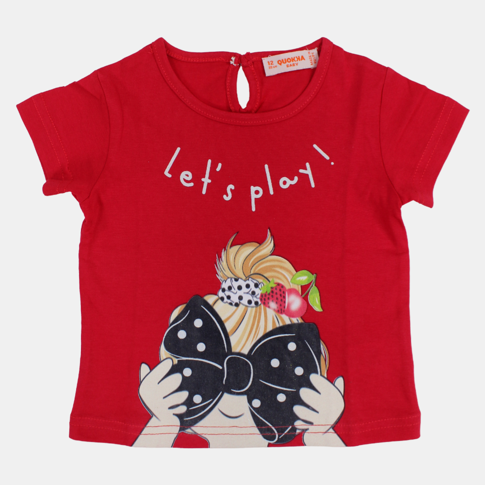 Baby Girls Cotton T-Shirt - Cute Smiling Girl Print
