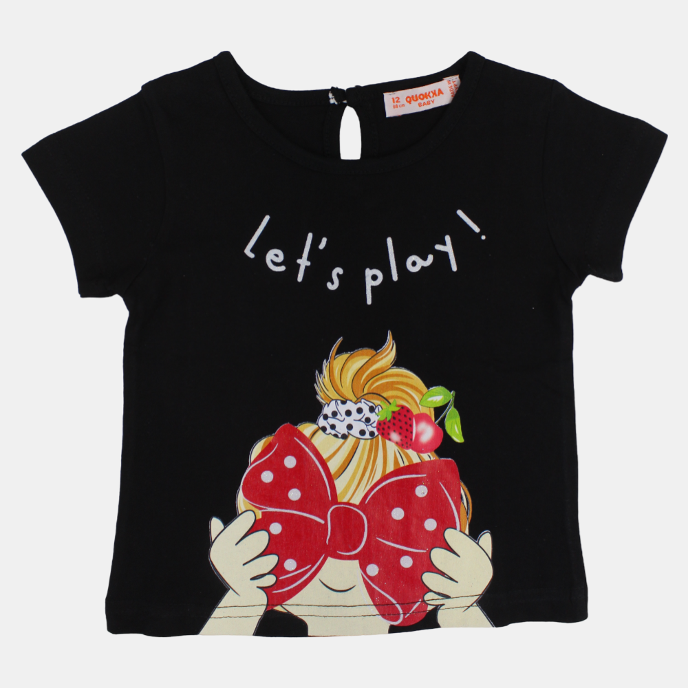 Baby Girls Cotton T-Shirt - Cute Smiling Girl Print