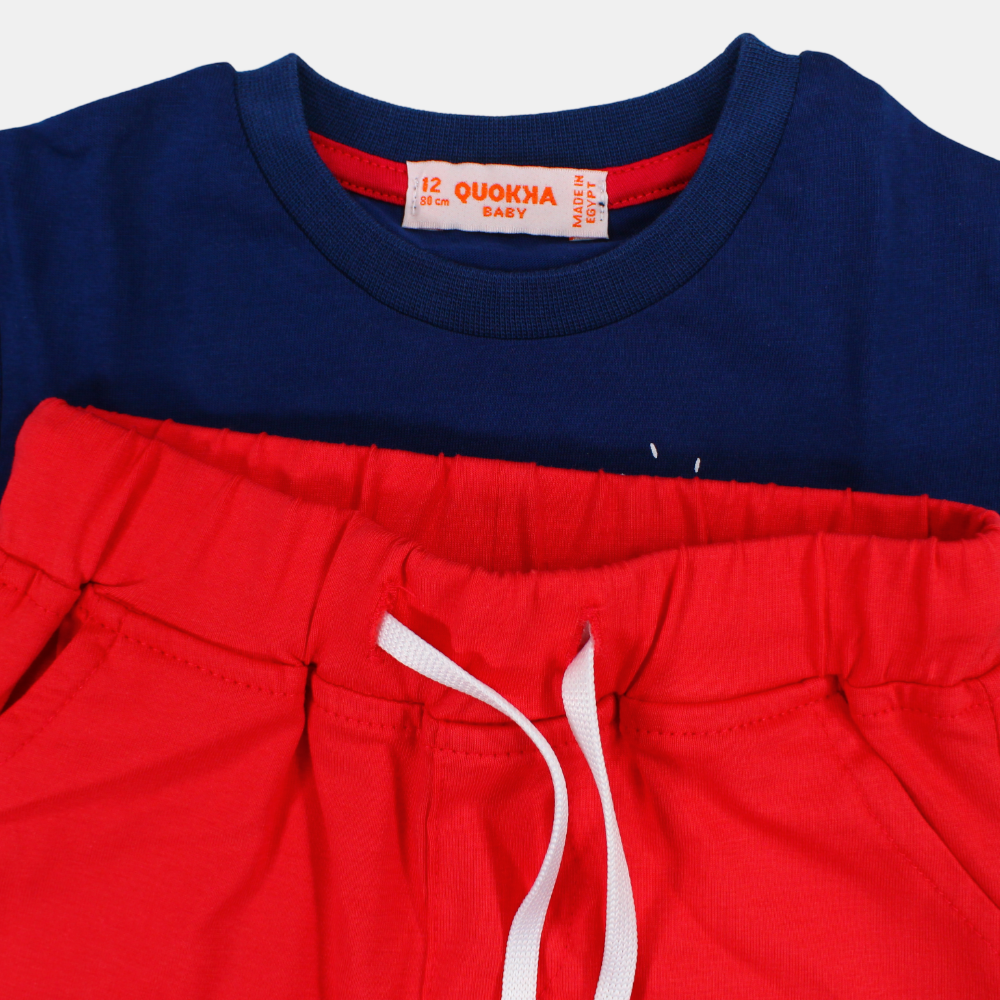 Baby Boys Short-Sleeved 2-Piece Cotton Outfit Set – Fun Crab Design