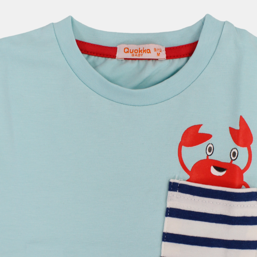 Boys Cotton T-Shirt - Cute Crab Print