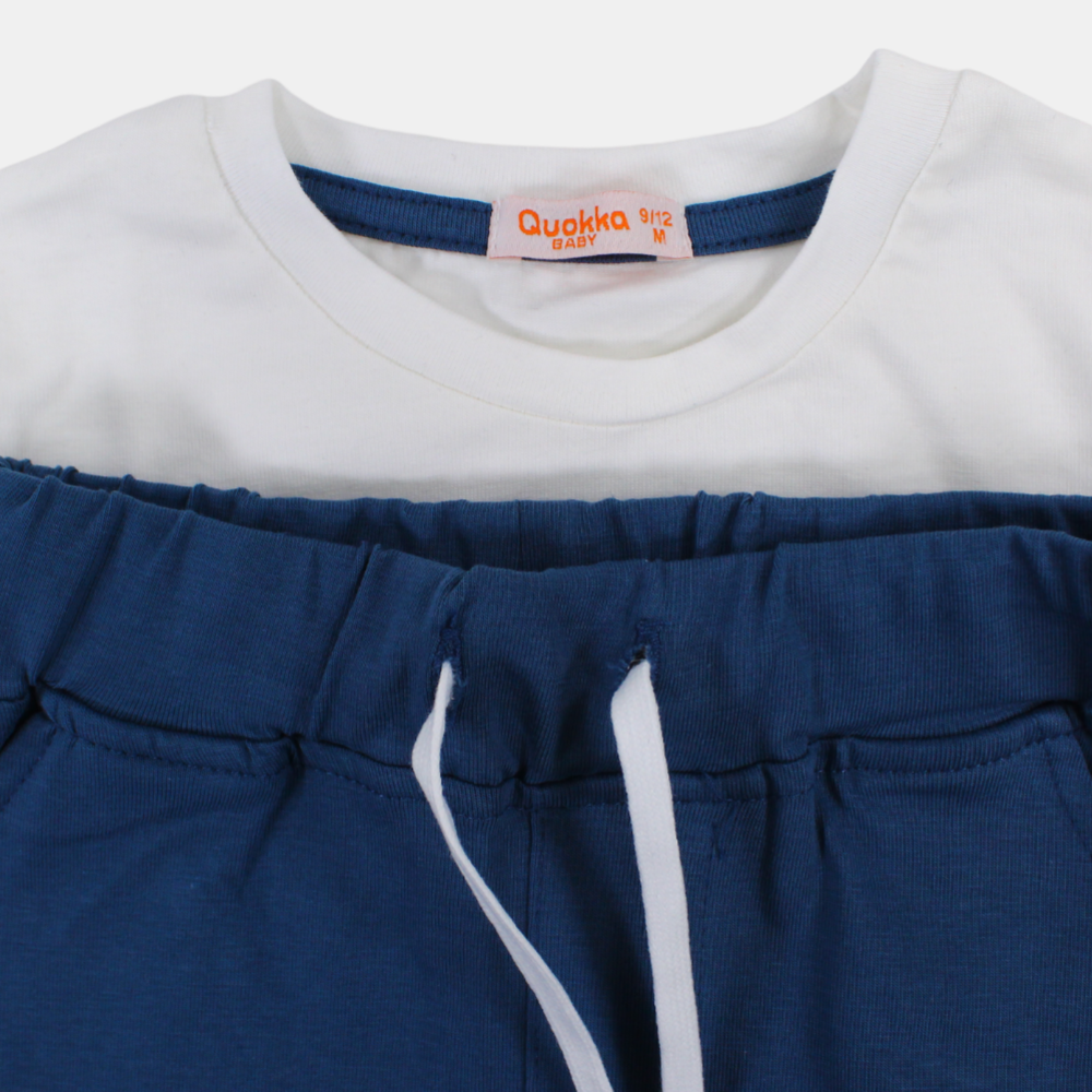 Boys Short-Sleeved 2-Piece Cotton Outfit Set – Happy Crocodile Design