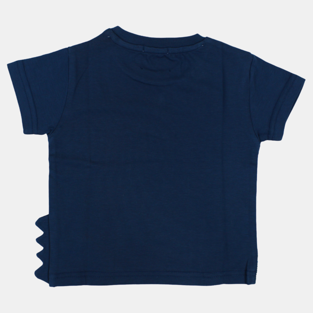 Boys Short-Sleeved Cotton T-Shirt with Happy Crocodile Print