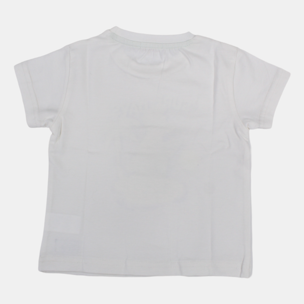 Boys Short-Sleeved Cotton T-Shirt with Surfing Crocodile Print