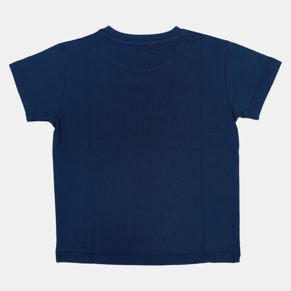 Boys Short-Sleeved Cotton T-Shirt with Safari Animals Print