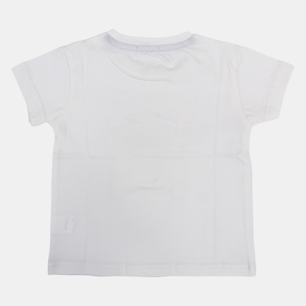 Boys Short-Sleeved Cotton T-Shirt with Safari Animals Print