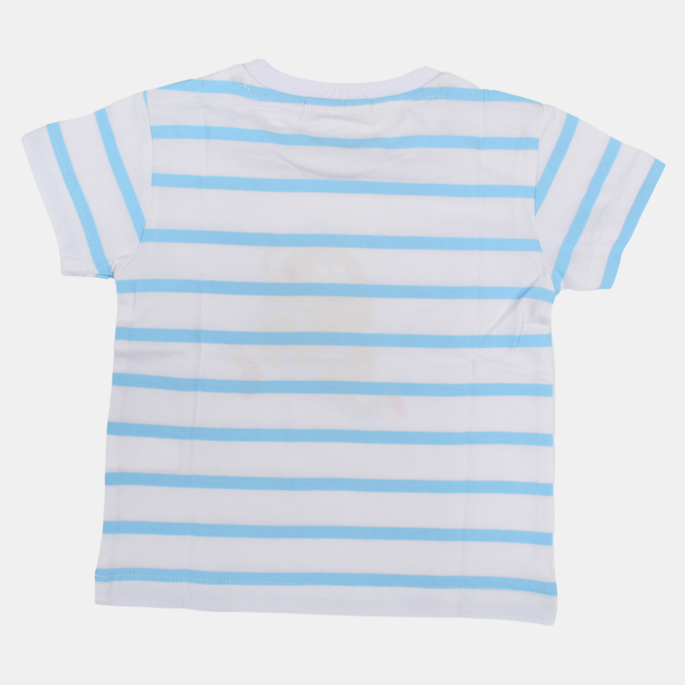 Baby Boys Cotton Striped Short-Sleeved T-Shirt with a Fun Design