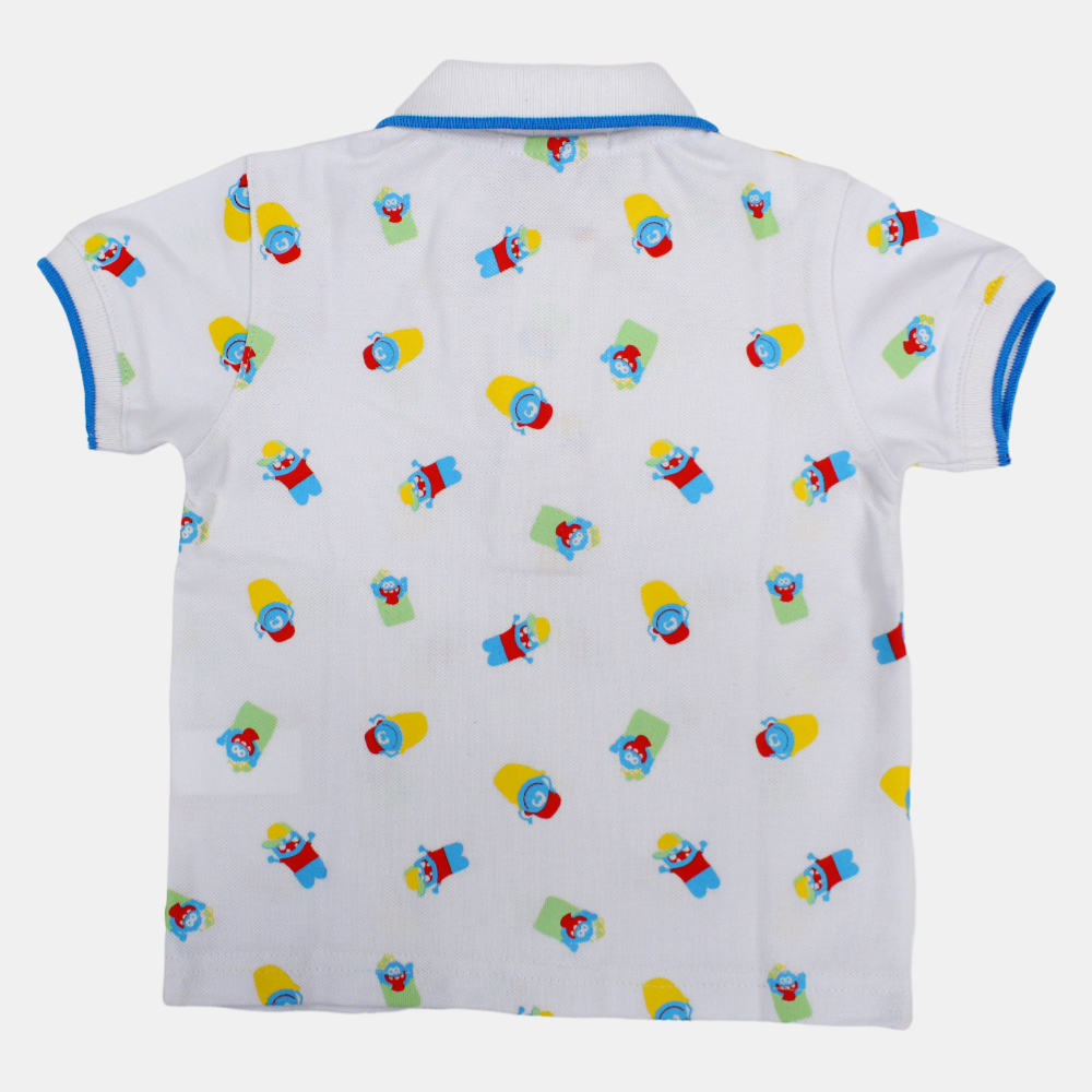 Baby Boys Cotton Short-Sleeved Polo Shirt with a Fun Design