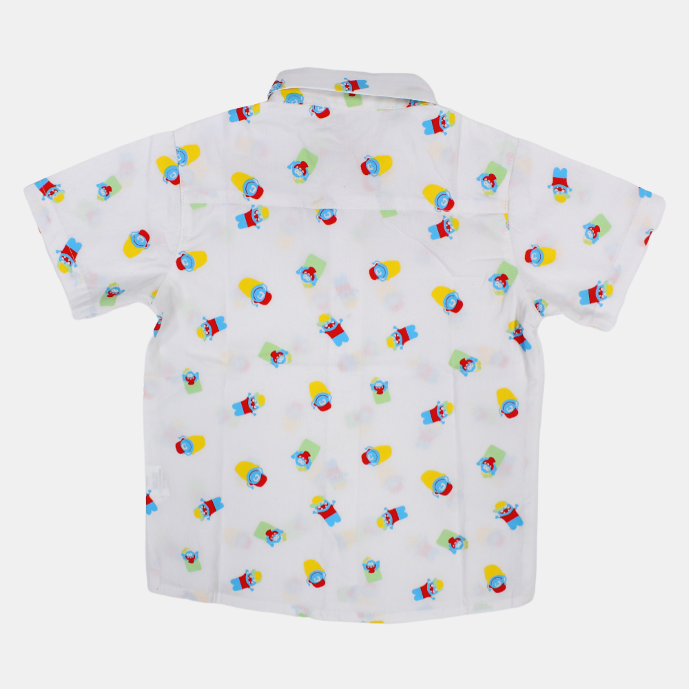 Boys Cotton Short-Sleeved Shirt with a Fun Design