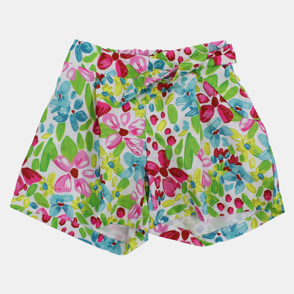 Girls Polyester Shorts - Floral Print