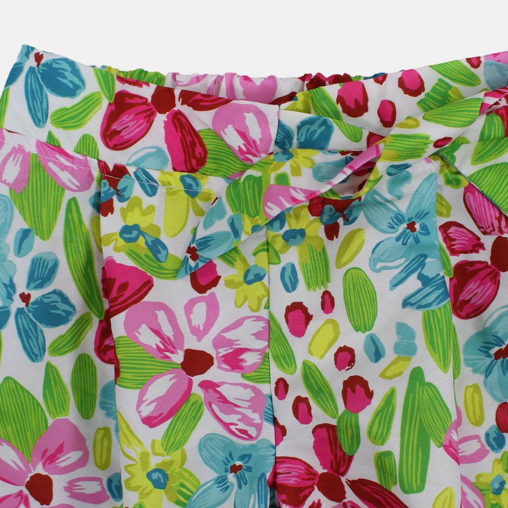 Girls Polyester Shorts - Floral Print