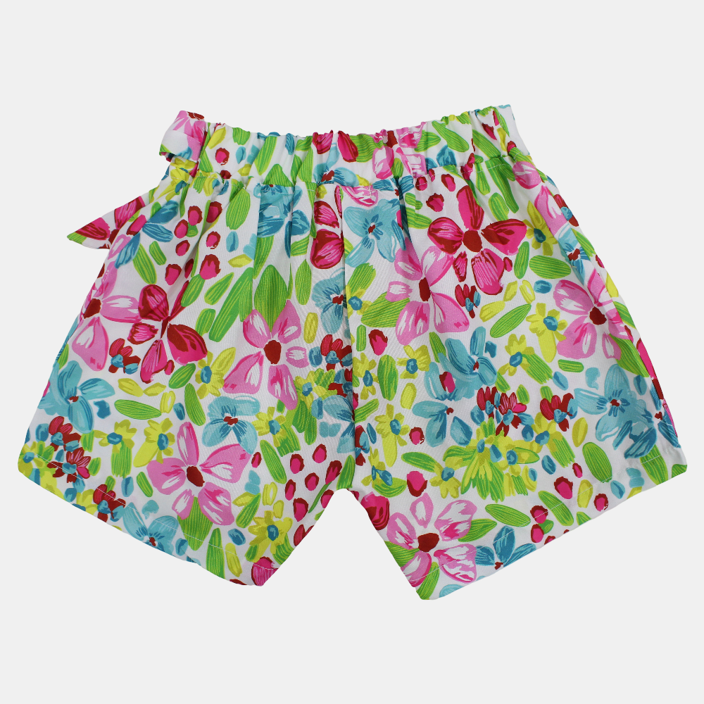 Girls Polyester Shorts - Floral Print
